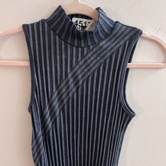 Forever 21 Gray Blue Mock Neck Bodycon Maxi Dress Small Ribbed Sexy Pencil - Picture 6 of 7